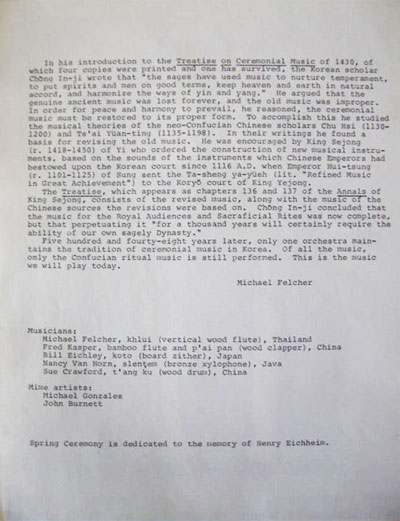 Spring Ceremony Text